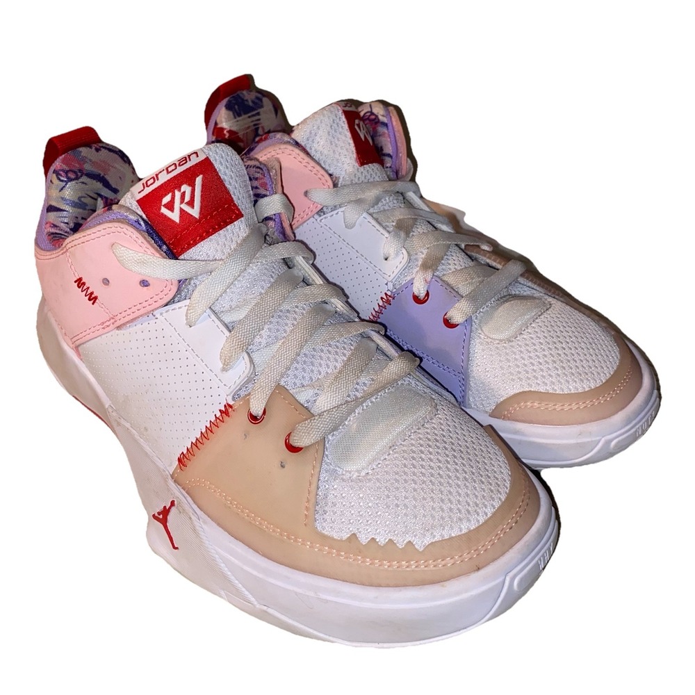 Jordan One Take 5 Womens/Kids White,Pink,Lavender Sneakers Sz. 7Y EUC‎